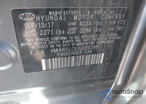 2018 Hyundai Elantra Gt Sport из США, поврежденный, VIN KMHH55LCXJU039398